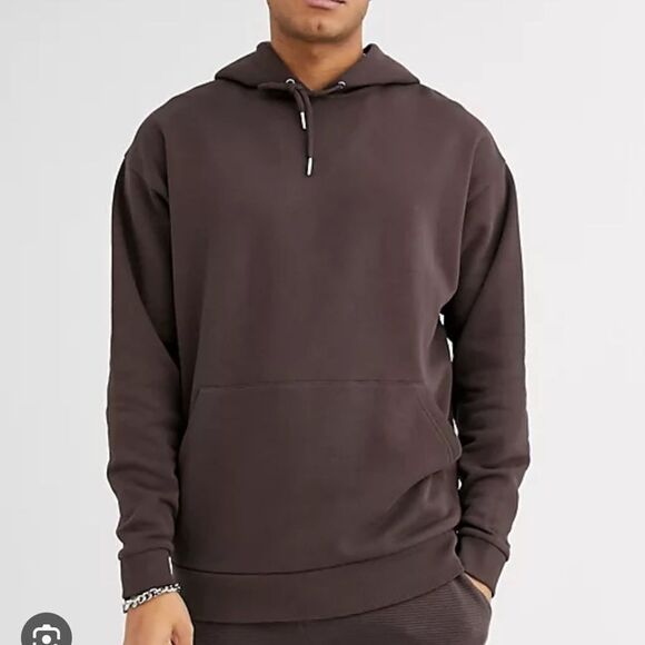 ASOS DESIGN oversized hoodie in dark brown (Seal Brown) XS NWT in packaging - Picture 1 of 7